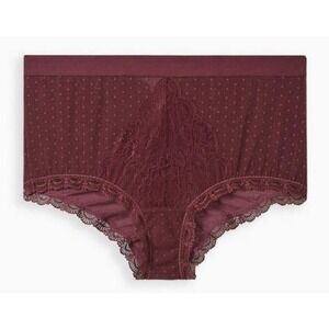 Torrid Size 6 Panty Burgundy Lace Dots Panties Underwear Plus Size Lingerie